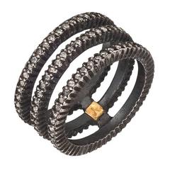 Yossi Harari ​Diamond Silver Gold Lilah Triple Band Ring 1