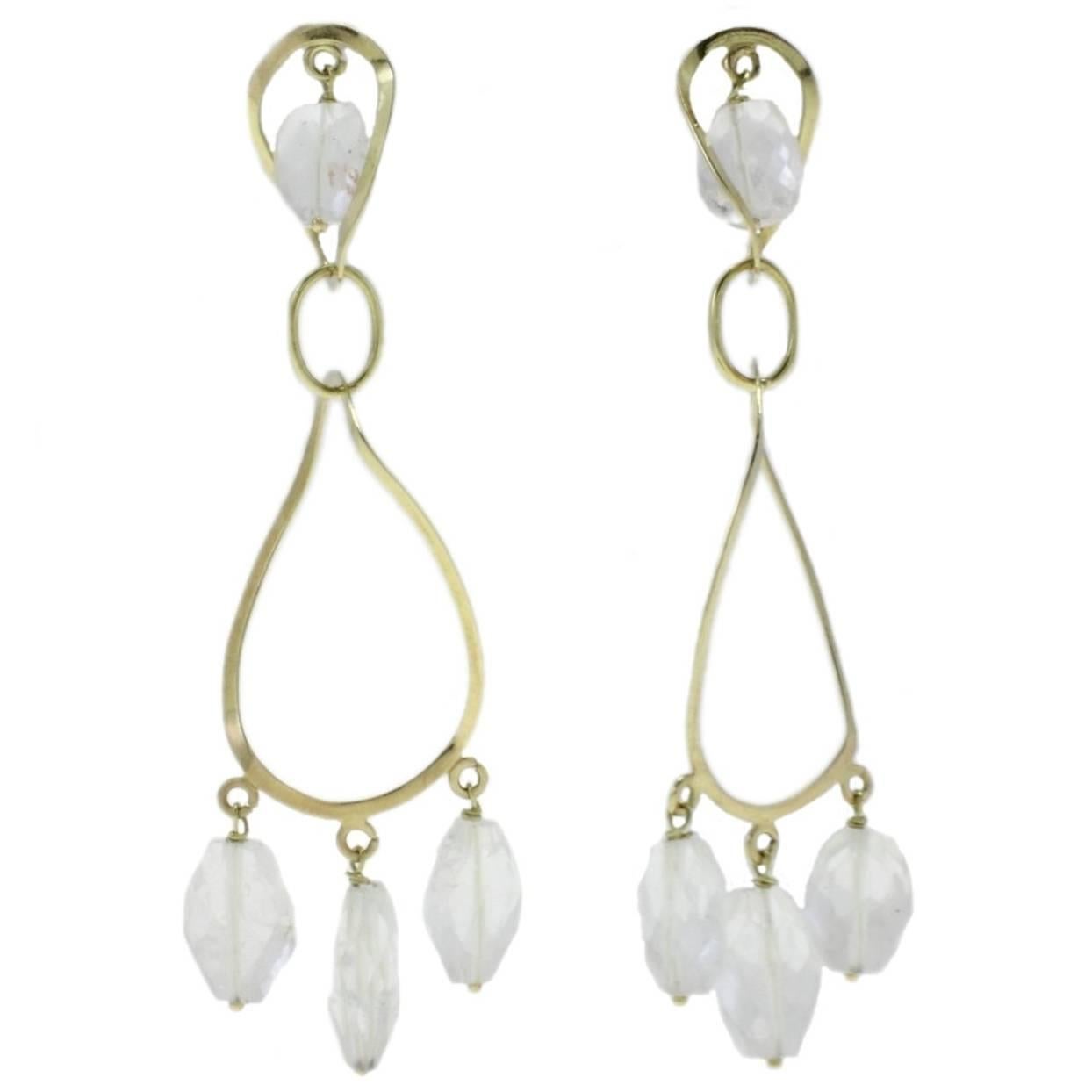  Stones Yellow Gold Dangle Earrings For Sale