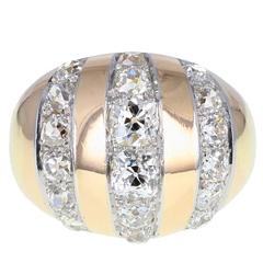 Old Cut Diamond Bombé Cluster Cocktail Ring 7