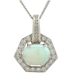 1960s 1.65 Carat Opal Diamond White Gold Pendant 4