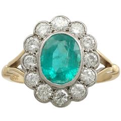 1960s 1.51 Carat Emerald Diamond Yellow Gold Cocktail Ring 4