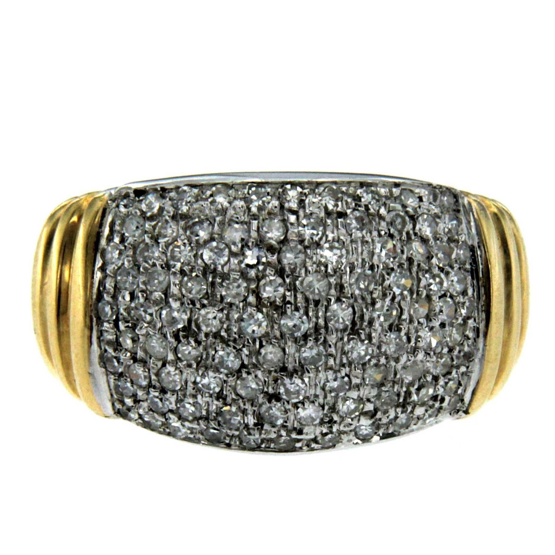 Retro 1.00 Carat Pave Diamonds Gold Ring