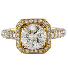 GIA Certified 1.99 Carat Diamond Gold Engagement Ring 4