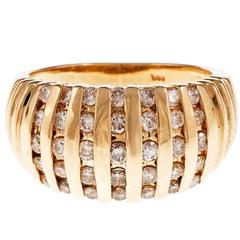 Domed Channel Set Diamond Gold Cocktail Ring