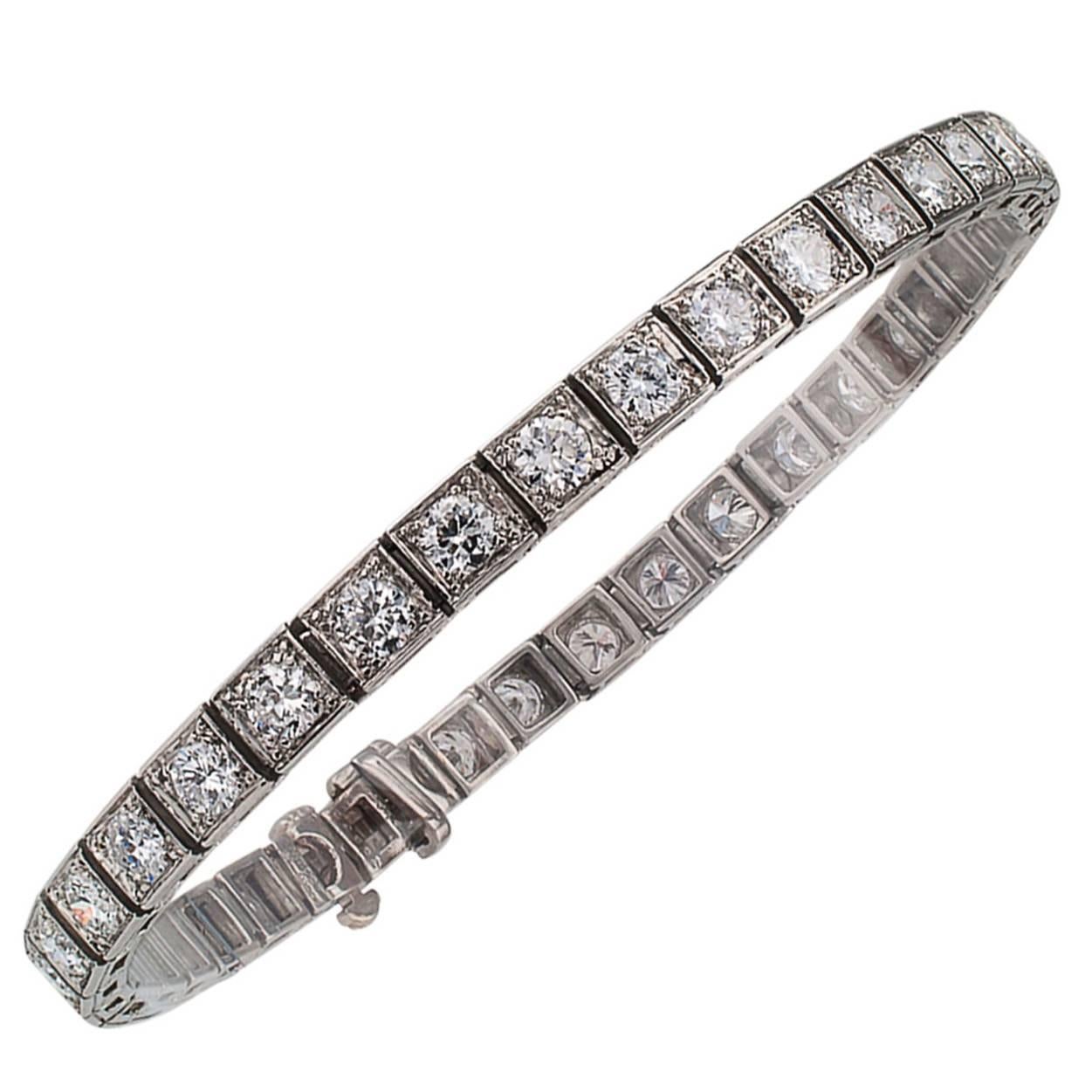 Oscar Heyman Art Deco Diamond Line Bracelet