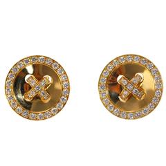 Van Cleef & Arpels Diamond and Gold Button Earclips