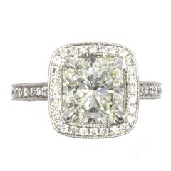 3 Carat Radiant Diamond Halo Engagement Ring with GIA Certificate