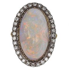 Carved Womans Head Opal Diamond Ring 1
