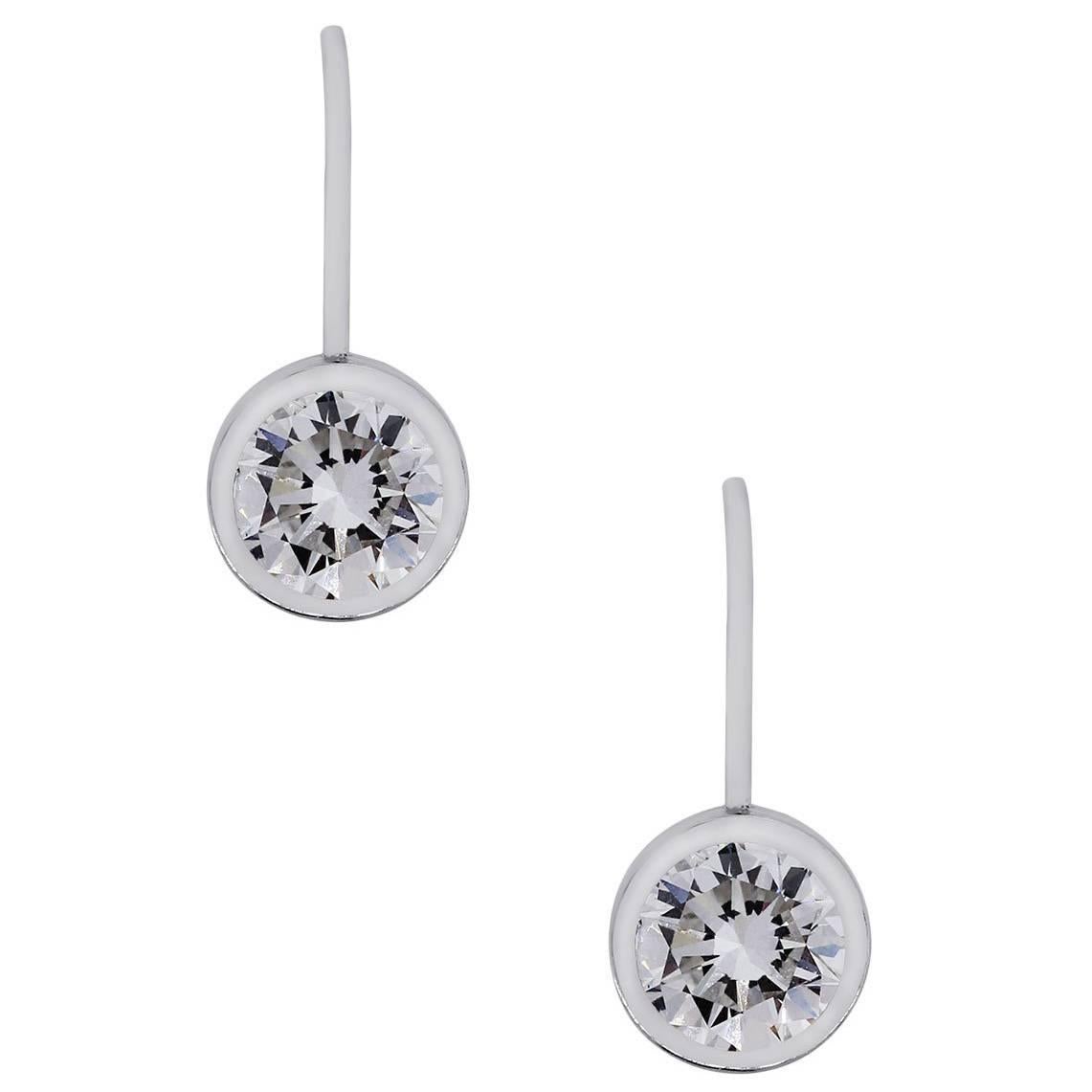 1.20 Carat Round Diamond White Gold Wire Earrings