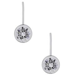 1.20 Carat Round Diamond White Gold Wire Earrings