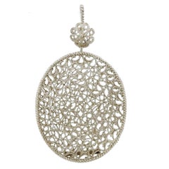 Buccellati Filidoro Silver Openwork Floral Oval Pendant