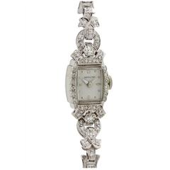 Retro Lady Hamilton Platinum and Diamond Set Watch, circa 1950s