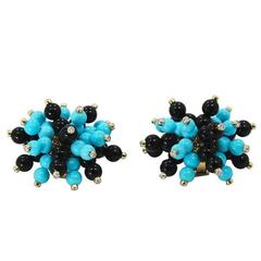 Yellow Gold Turquoise and Black Coral 10