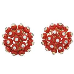 Mediterranean Coral Yellow Gold Earrings 3