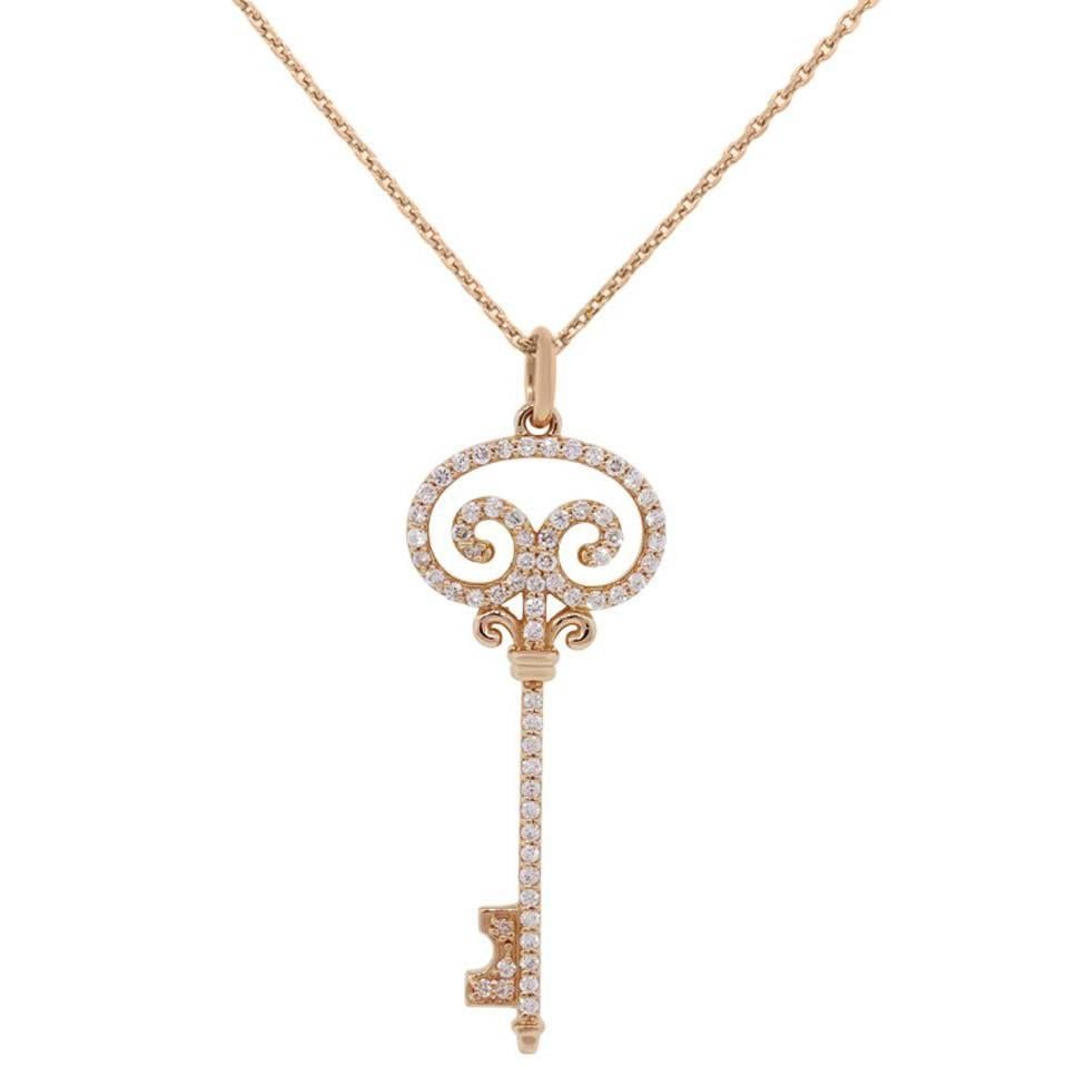 Chopard Rose Gold Diamond Key Pendant and Necklace