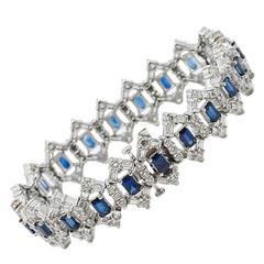 Sapphire Diamond Platinum Bracelet 8