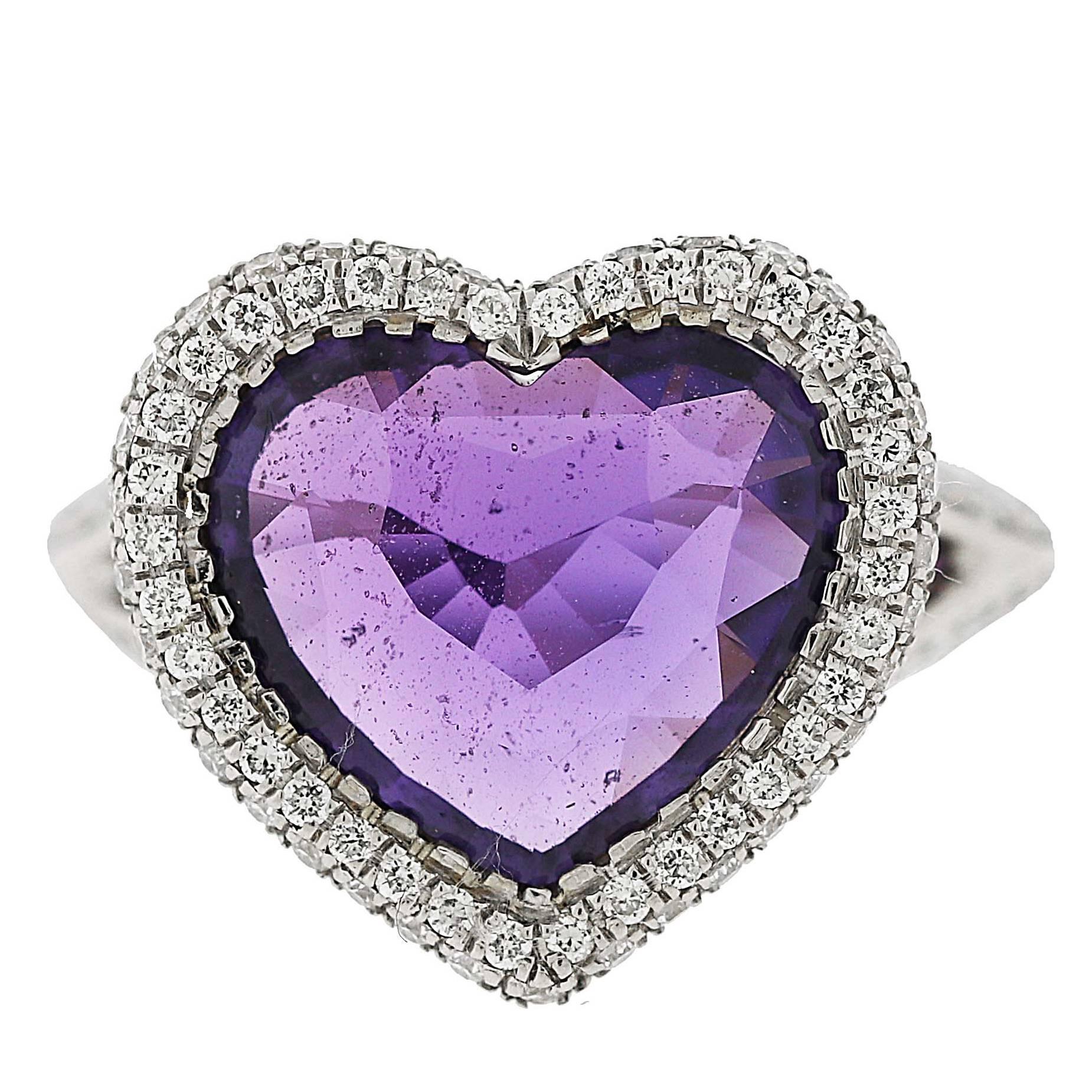 4.16 Carat Ceylon No Heat Purple Sapphire Diamond White Gold Ring. GIA Certified