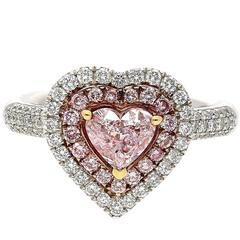 1.37 Carat GIA Certified Heart-Shape Pink Diamond Amour Ring 8