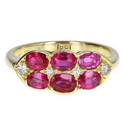 Antique Victorian Ruby Rose Cut Diamond Gold Ring