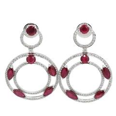 Ruby Diamond White Gold Dangle Earrings