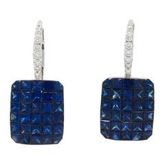Sapphire Diamond White Gold Earrings 6