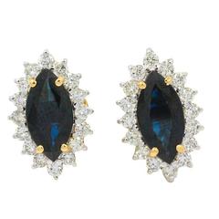 Sapphire Diamond Yellow Gold Earrings 4