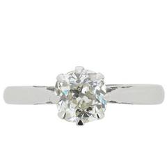 1.02 Carat Old Cushion Cut Diamond Solitaire Engagement Ring circa 1930s