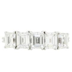 Retro Asscher Cut Five Stone Diamond Ring circa 1960s