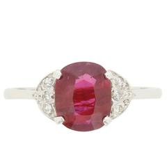 2.03 Carat GIA Certified Ruby Diamond Ring circa 1930s