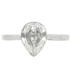Antique 1.25 Carat Pear-Shaped Diamond Solitaire Engagement Ring circa 1900s