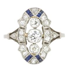 French Diamond and Sapphire Dinner Ring, circa 1920s 1
