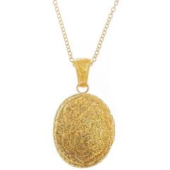 Antique Victorian Gold Oval Leaf Motif Locket Antique Victorian Gold Oval Leaf Motif Locket
