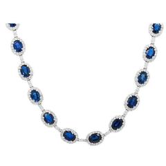 Sapphire Diamond White Gold Necklace 6