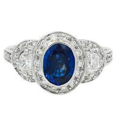 Sapphire Diamond White Gold Ring 6