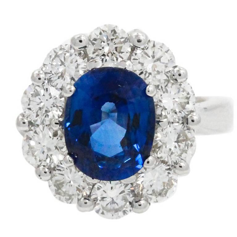 Sapphire and Diamond Engagement Ring For Sale