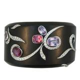 Laura Munder Pink and Purple Spinel Diamond White Gold Cuff Bracelet