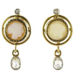French Napoleon III Cameo and Diamond Earrings 5