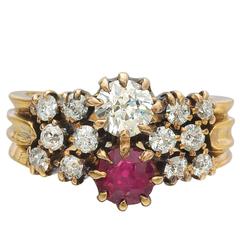 Antique Diamond Ruby Ring