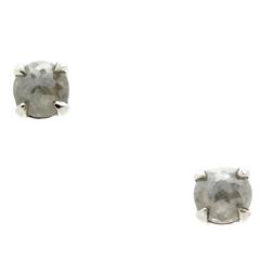 Grey Rose Cut Diamond Platinum Stud Earrings
