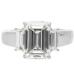 GIA Certified 3.03 Carat Emerald Cut Diamond Platinum Engagement Ring 9