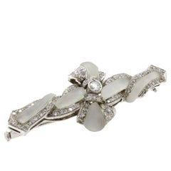 Rock Crystal Diamond White Gold Brooch