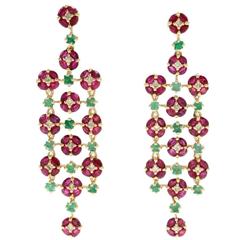 Luise Ruby Emerald Diamond Chandelier Earrings 9