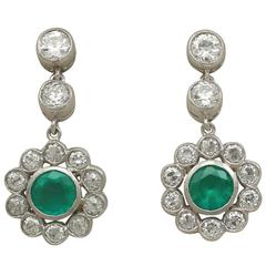1930s Emerald and 1.82 Carat Diamond White Gold Drop Earrings 5