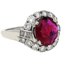 J.E. Caldwell & Co. 2.52 Carat Cushion Cut Ruby Diamond Platinum Cocktail Ring 7