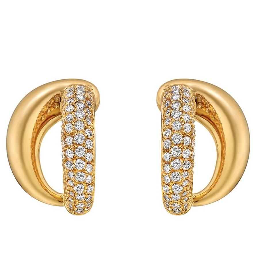Mauboussin Yellow Gold Diamond Double Split Earrings