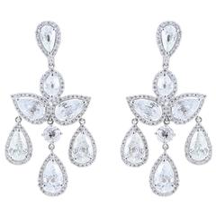 Romantic 13.66 Carat Pear Shaped Diamond Drop Earrings