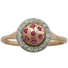 1940s Ruby and Diamond Yellow Gold Cocktail Ring 3