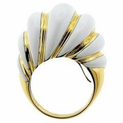 David Webb Gold White Enamel Large Dome Ring 5