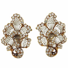 Vintage Exquisite Buccellati Honeycomb Gold Diamond Earrings