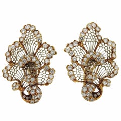 Retro Exquisite Buccellati Honeycomb Gold Diamond Earrings